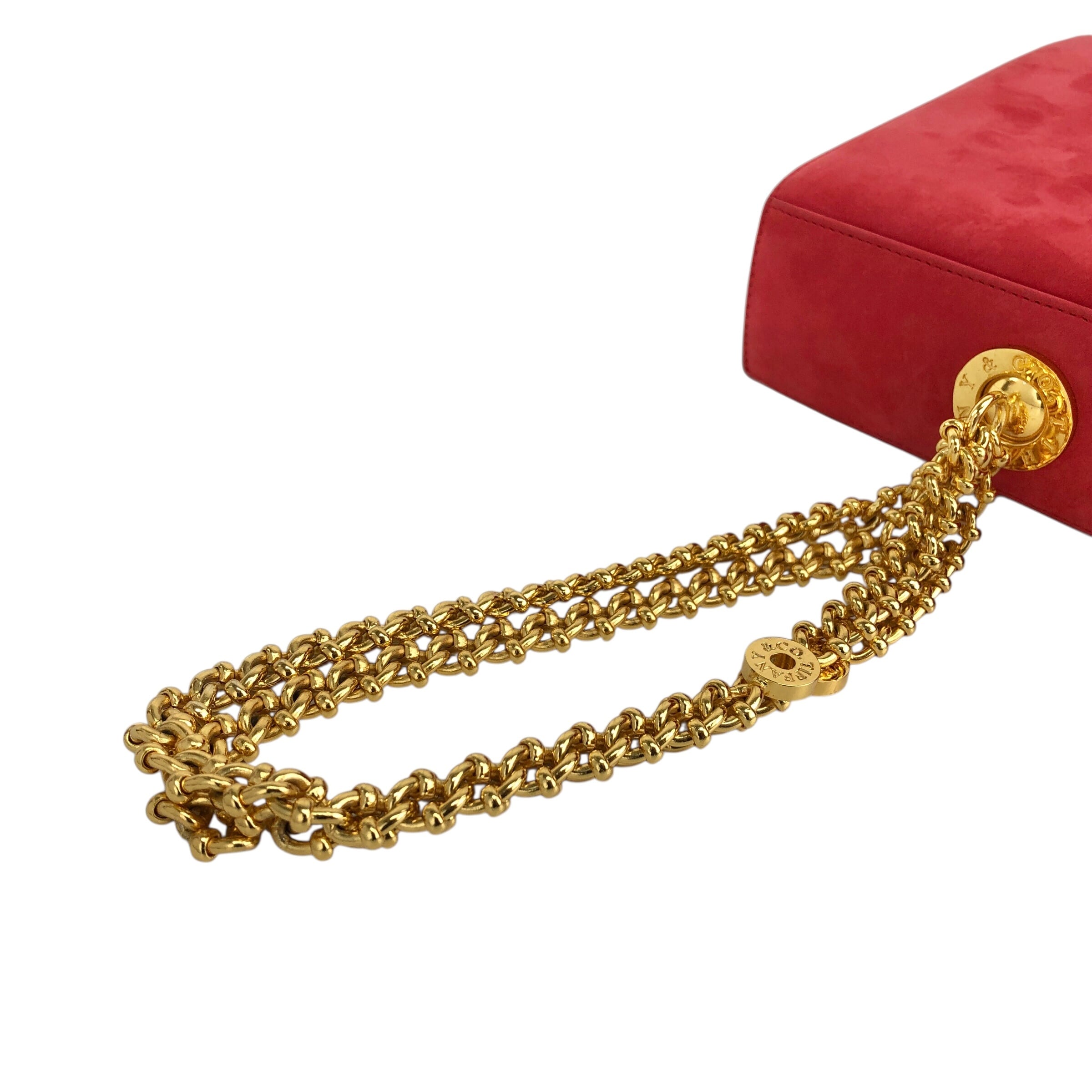 Tiffany & Co. ティファニー ハンドバッグ レッド ロゴ スエード