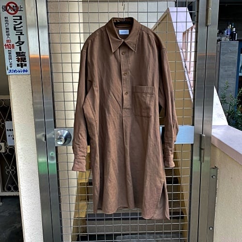 LEMAIRE 19ss チェックロングシャツ 48 ポルトガル製 黒 茶-