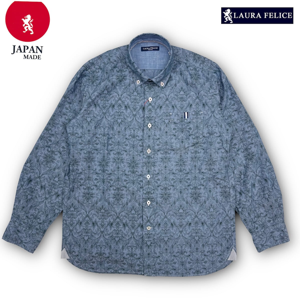 ラウラフェリーチェ LauraFelice ダンガリープリント シャツ 柄シャツ