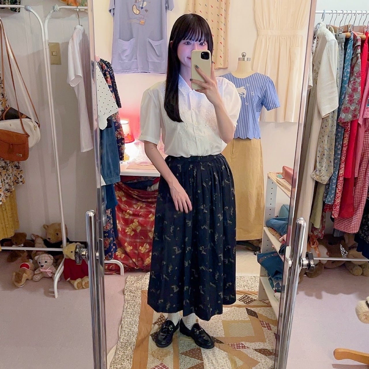 botanical embroidery white blouse