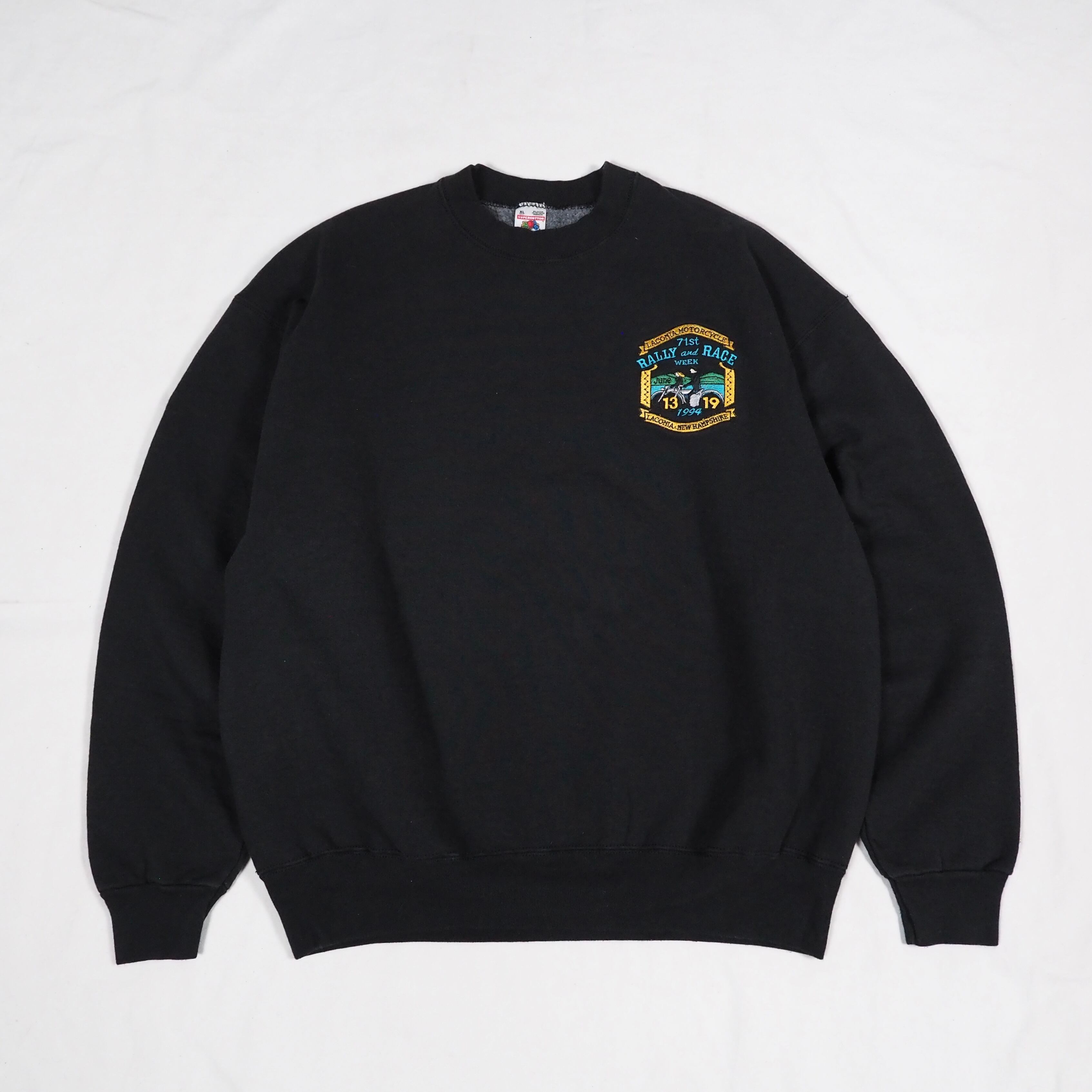 90’s Embroidered heavy weight sweatshirt XL black USA製 ヘビーウェイトスウェット ブラック