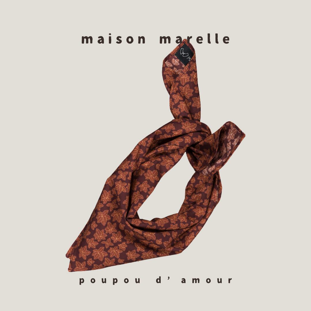 送料無料 【予約】maison marelle|scarf VENDOME maple leaves burgundy (11月上旬以降入荷予定)