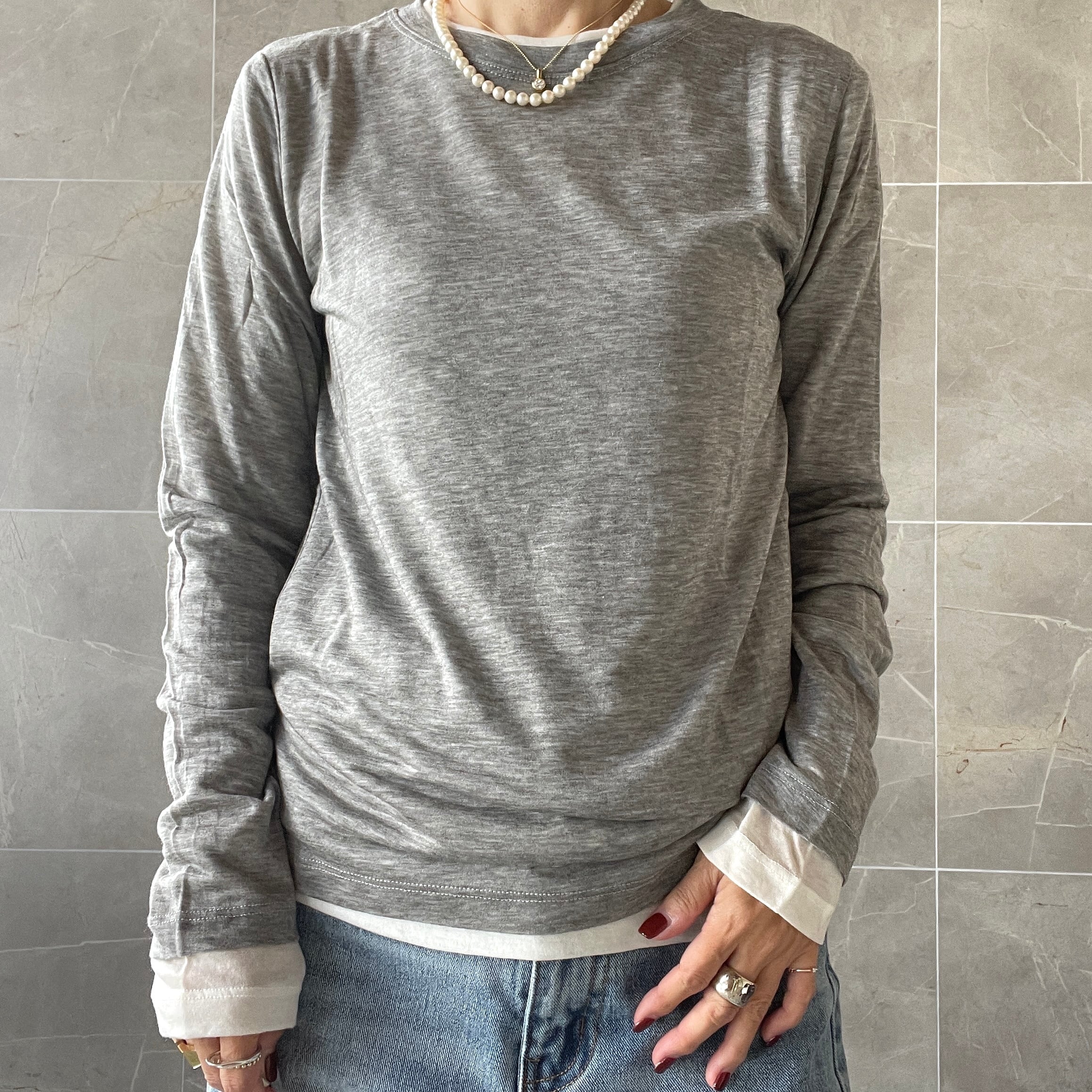 レイヤードセットプルオーバー グレー ＜Galon de OHAO＞ | 3e