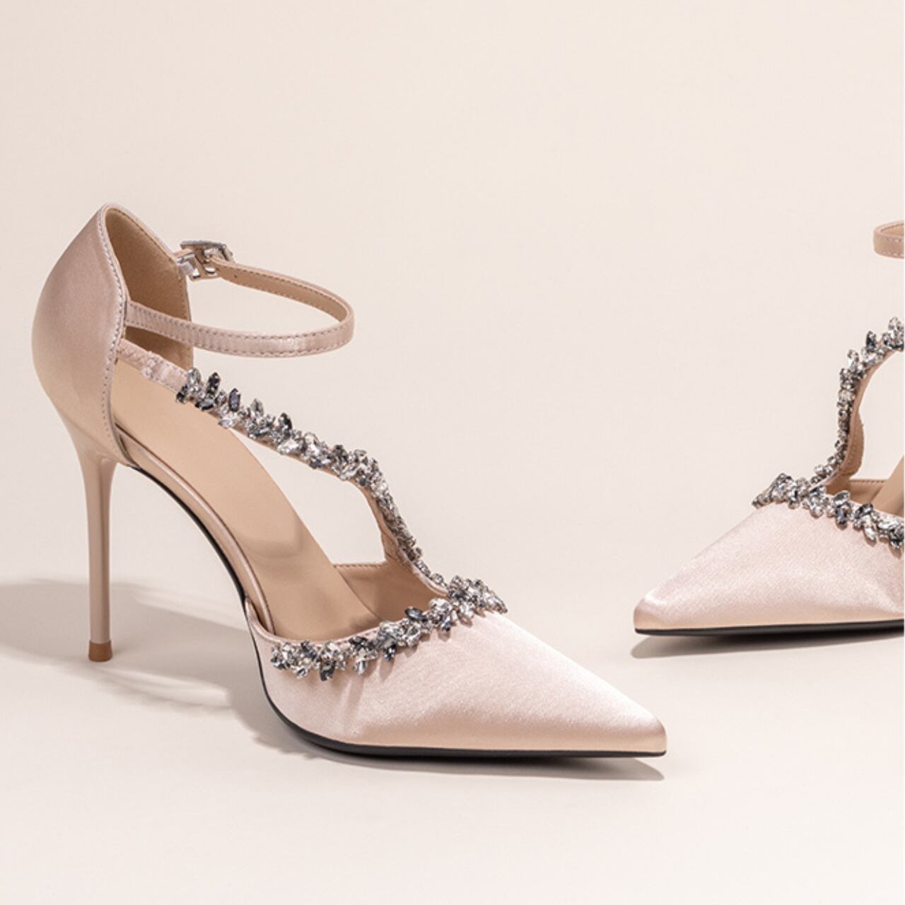 Pointed Toe Back Strap High Heels 00196