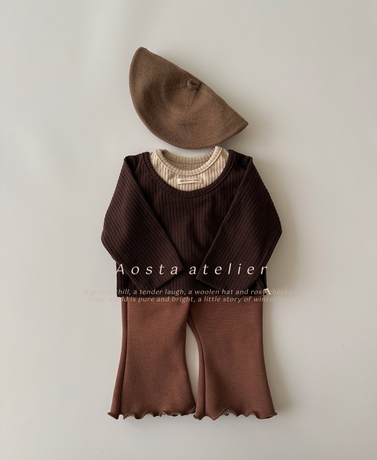 【Aosta】 レイヤードT／ブラウン×ベージュ（70–110cm） - 3