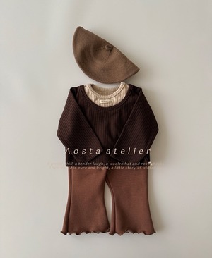 【Aosta】 レイヤードT／ブラウン×ベージュ（70–110cm）