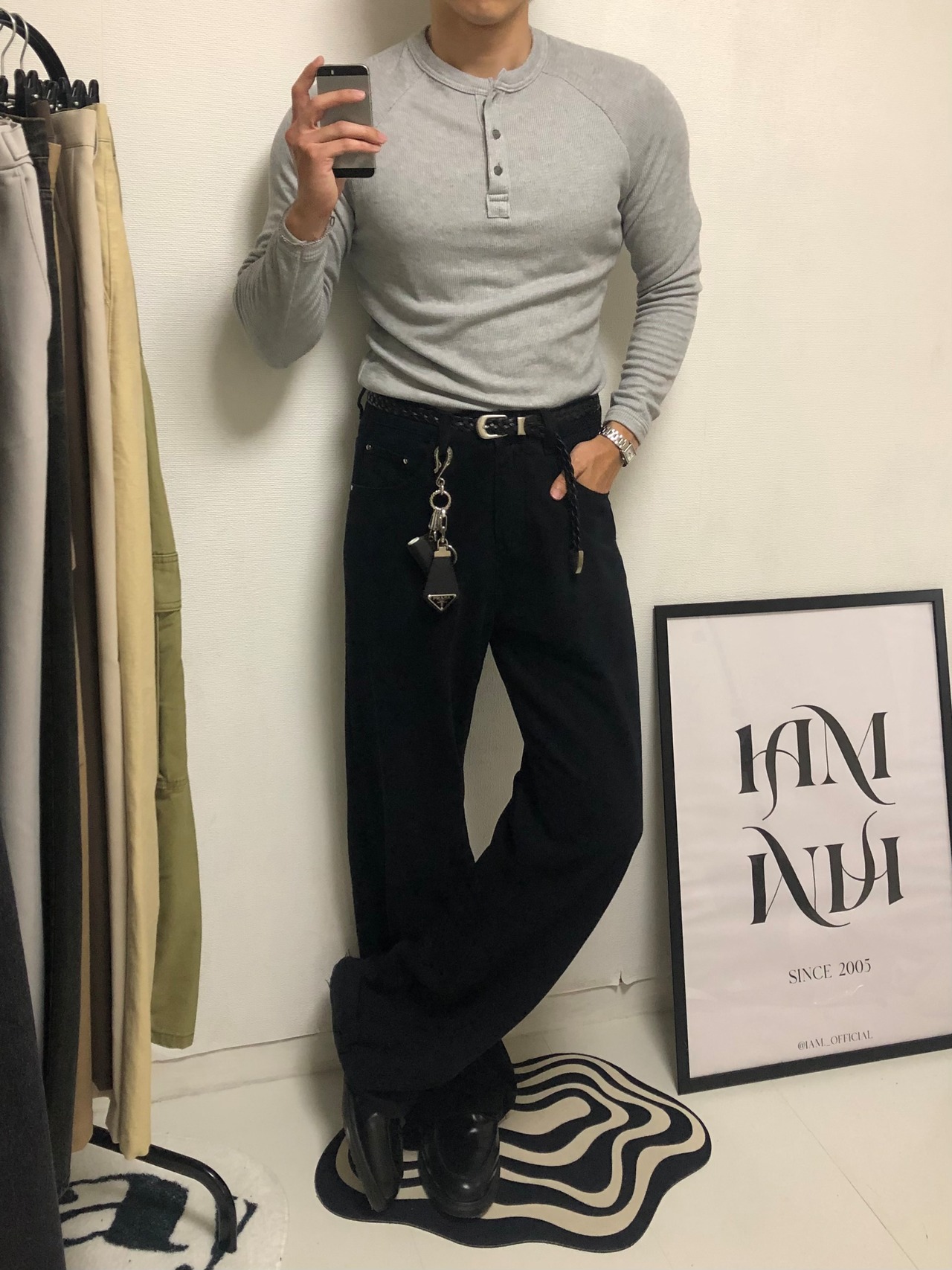 【Muscle Fit】Ribbed Henley Neck Neck Long Sleeve T-Shirts (4color) - 10