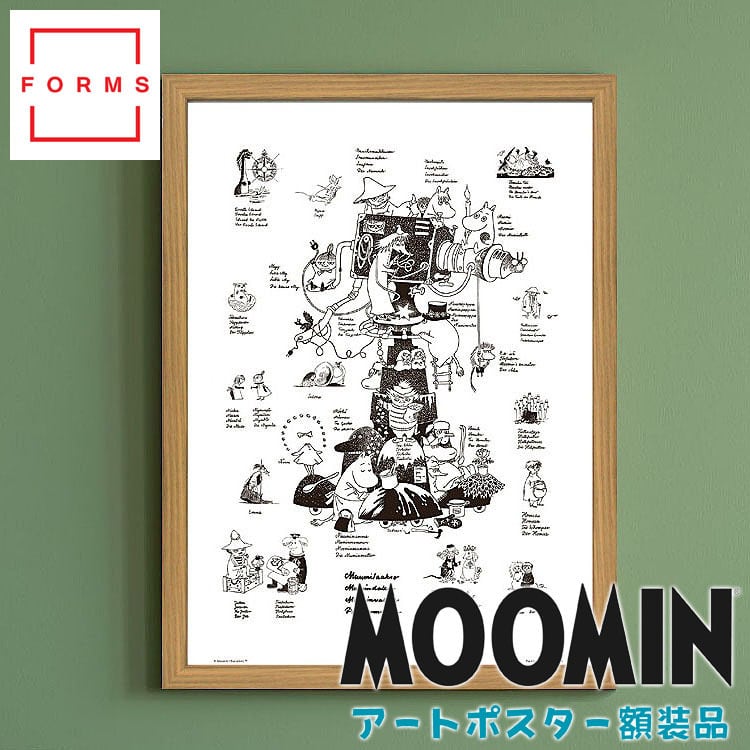 ムーミン 北欧 Putinki「ムーミン キャラクターズ」送料無料 フレーム 展示用フック付アートポスター 絵画 インテリア アート