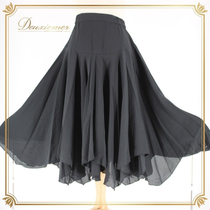 美品 日本製社交ダンス衣装】ブラック系 黒 スカート パニエ