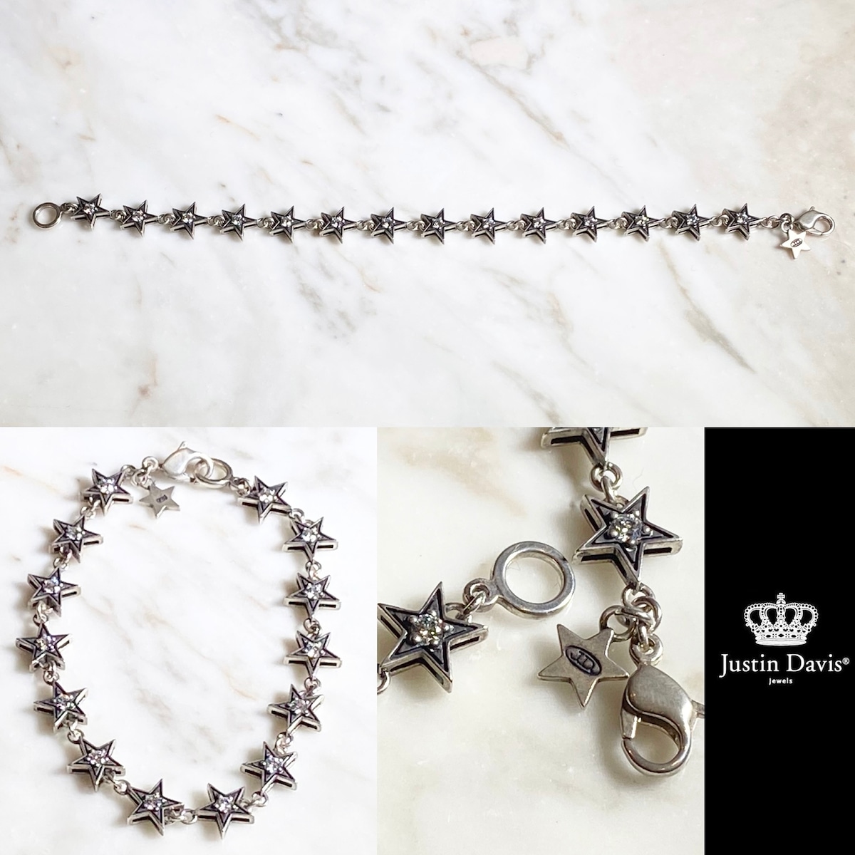 JUSTIN DAVIS silver star link chain bracelet “hollywood blvd 