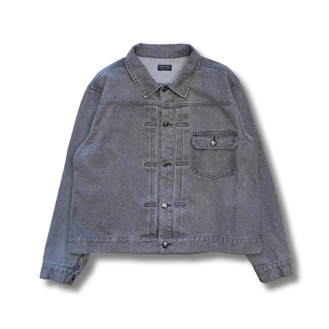 modem design - wide denim jacket (bleach black) | PAY ID
