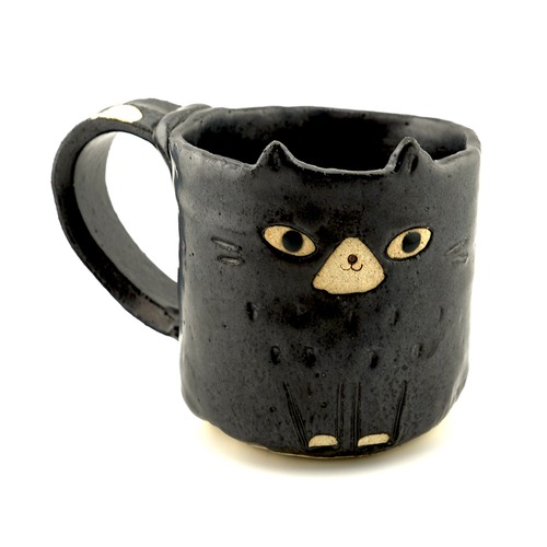 猫マグカップ(手作り猫マグ)黒猫