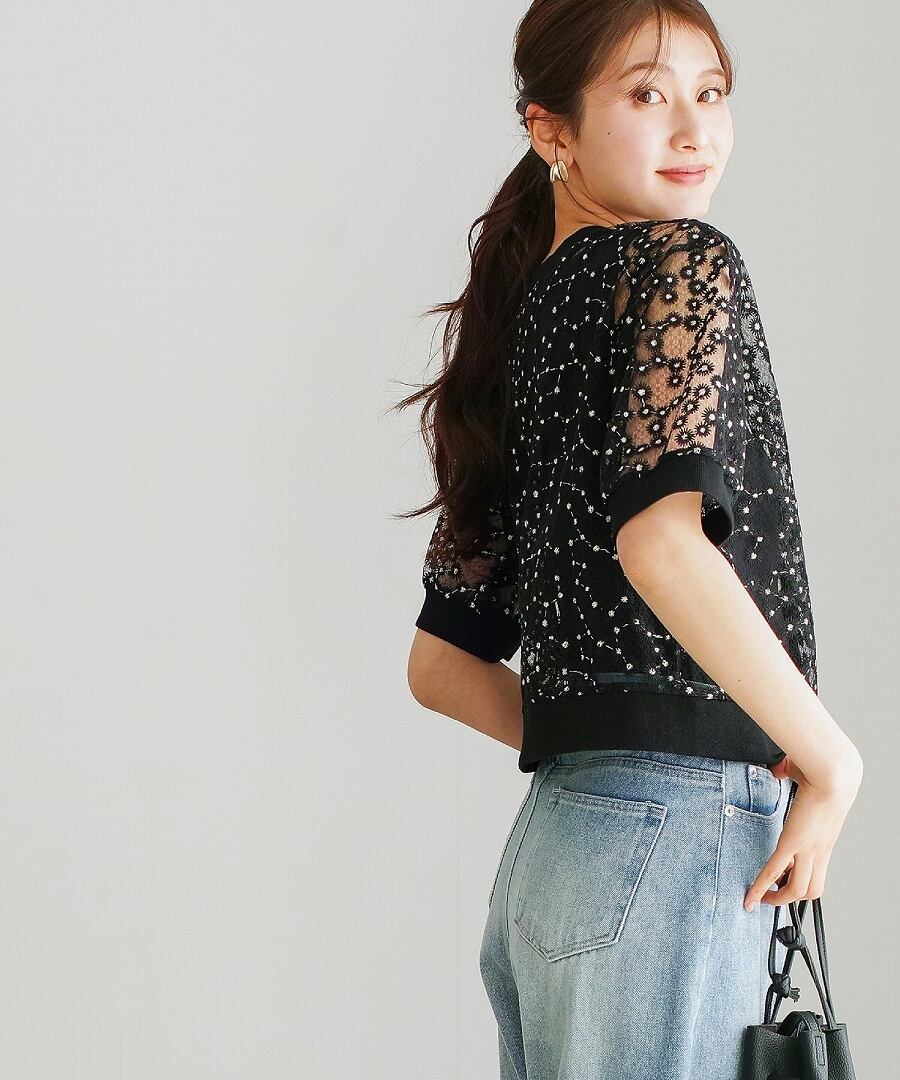 SALE 40％OFF】 デイジー刺しゅうレース・前後2WAYプルオーバー