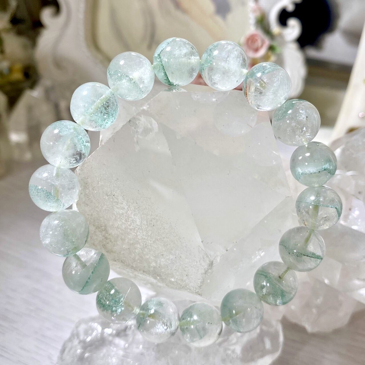 387 エメラルドグリーンファントムクォーツ10.5mm | Angel☆Stone 387 エメラルドグリーンファントムクォーツ10.5mm | Angel☆Stone