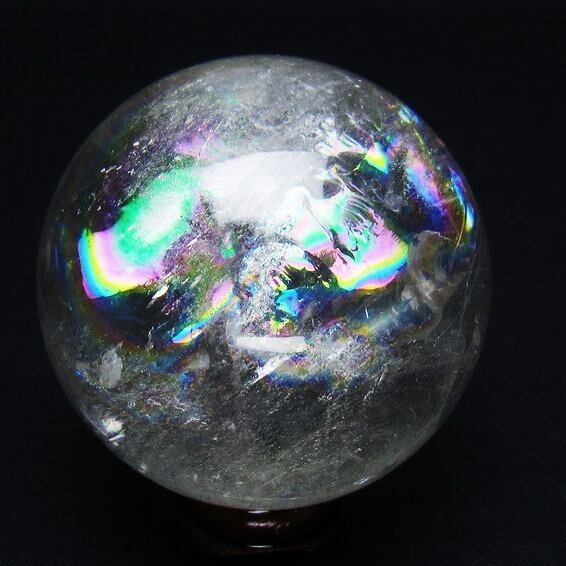 水晶 丸玉 虹入り 56mm スフィア 置物 水晶玉 一点物 151-8787