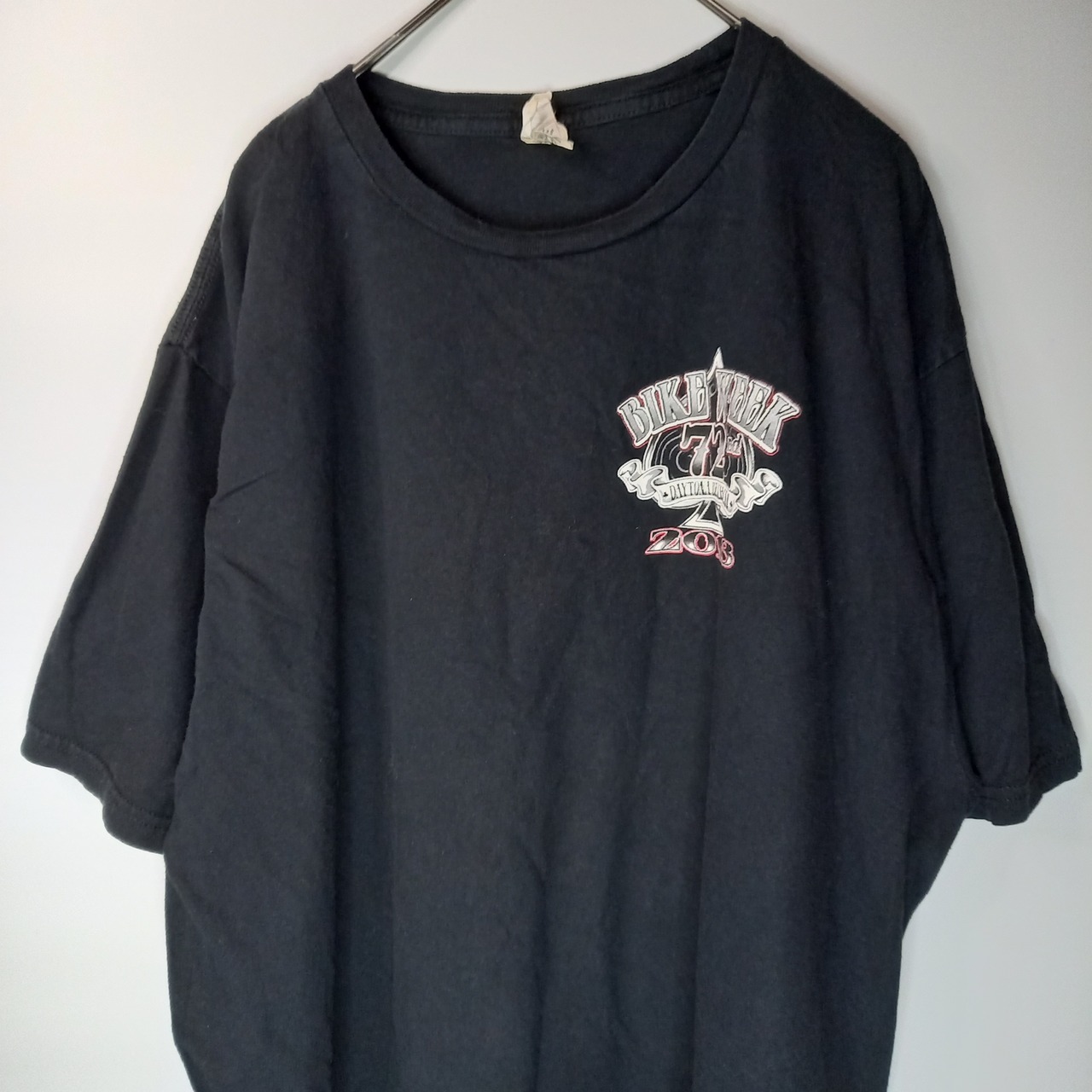 クルーネック　プリントT　オーバーサイズ　バイク　ハーレー　ブラック　XL