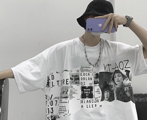 【韓国ファッション】半袖 プリント Tシャツ オーバーサイズ