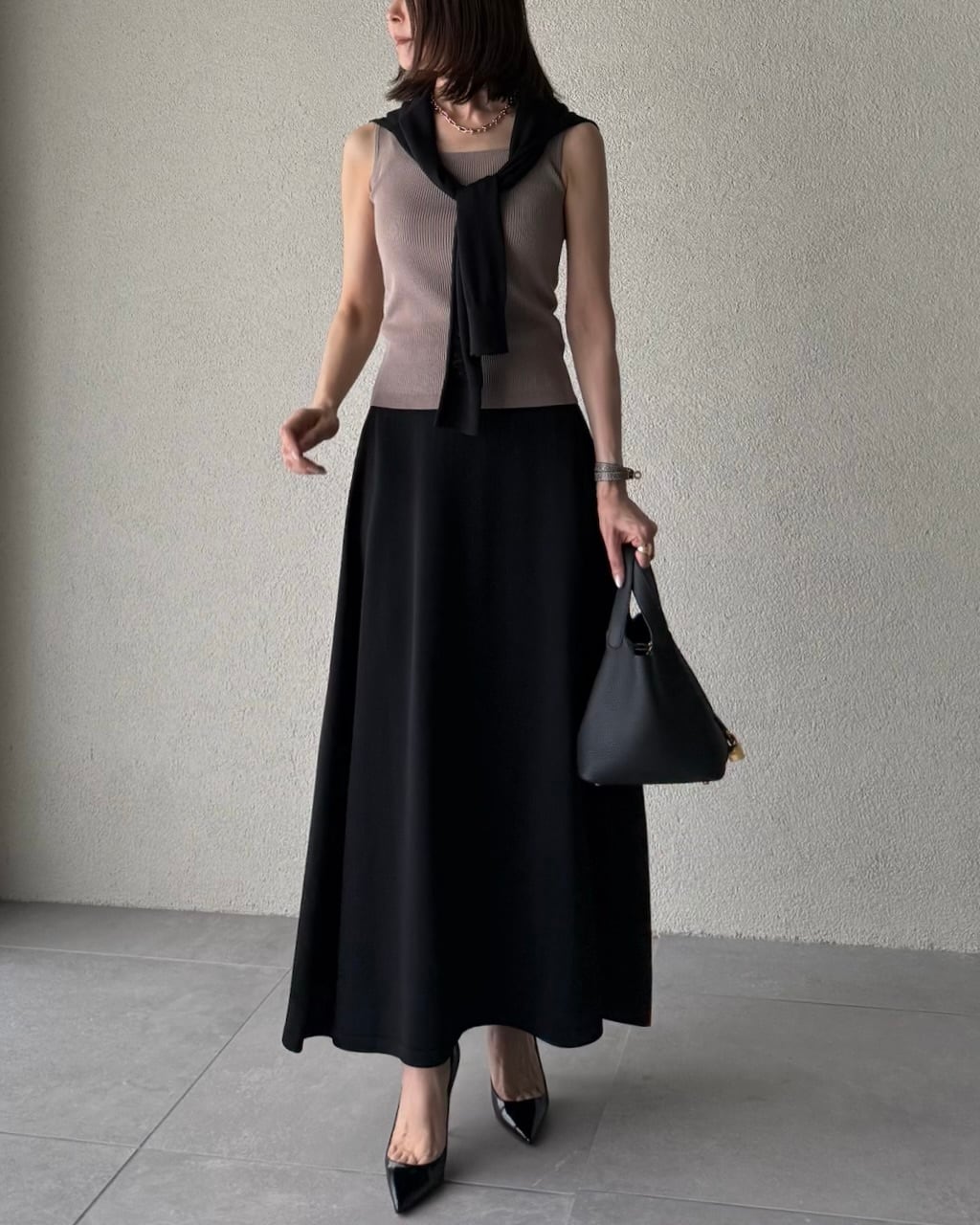 残り僅か！SYSORUS × akko3839 ストレッチニットロングスカート 821232
