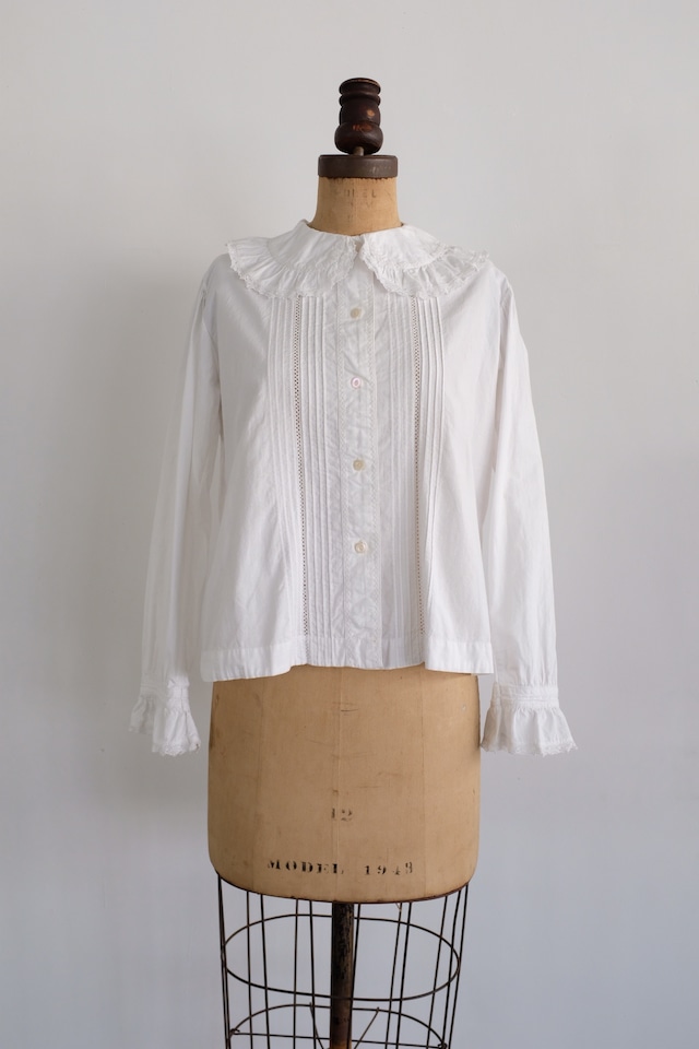 [ANTIQUE]20s French antique cotton lace blouse