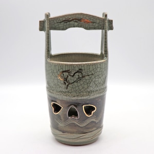 相馬焼・手桶型花器・花瓶・陶磁器・No.230119-05・梱包サイズ60