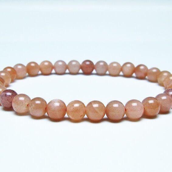 オレンジムーンストーン ブレスレット 6mm 一点物 メール便可 [M便 1/10] 111-48542