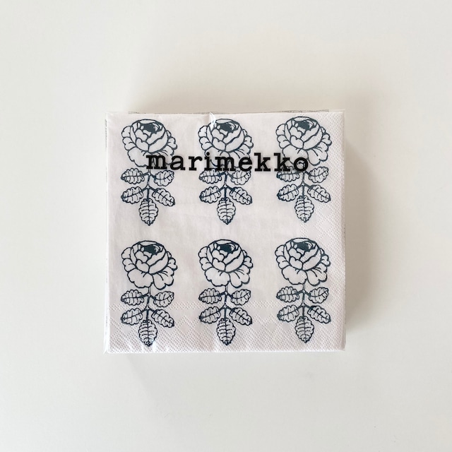 2021春夏【marimekko】カクテルサイズ ペーパーナプキン VIHKIRUUSU クリームxグリーン 20枚入り