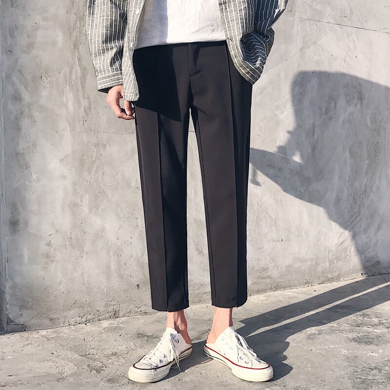 全3色 テーラードパンツ カジュアル ストレート 薄手 無地