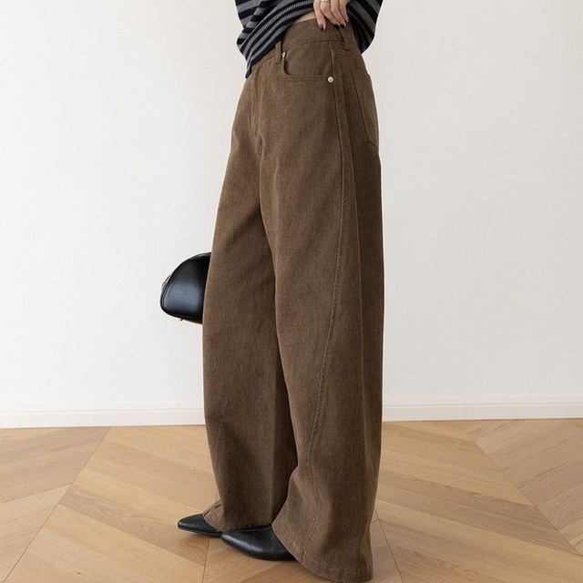 ウォッシュドコットンワイドカーブパンツ 4color [am03972]