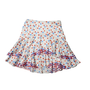 blugirl brumarine  silk.Tricolor　heart   ruffle tiered mini skirt