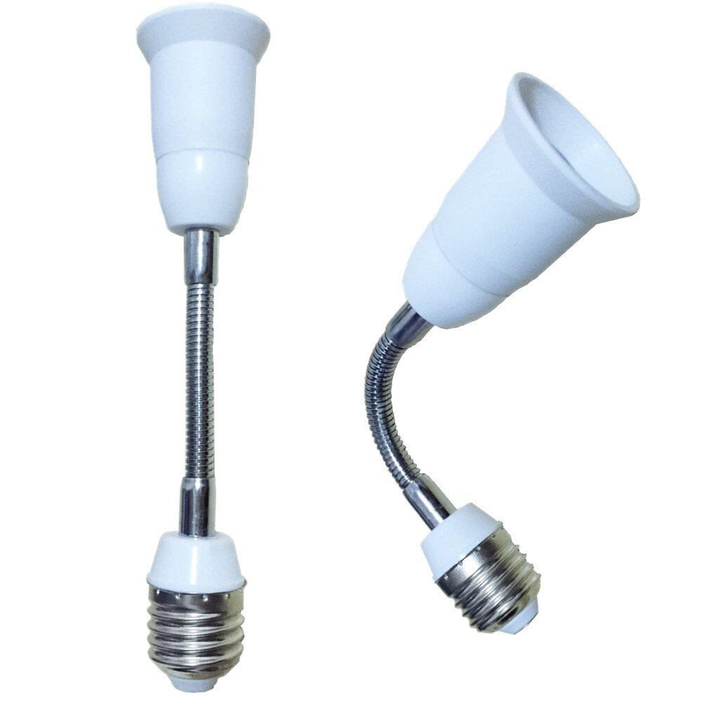 【在庫処分】2個19cm長フレキシブル延長アダプタLED 電球のアダプタコンバーE26 → E26 延長 ソケット難燃性材料