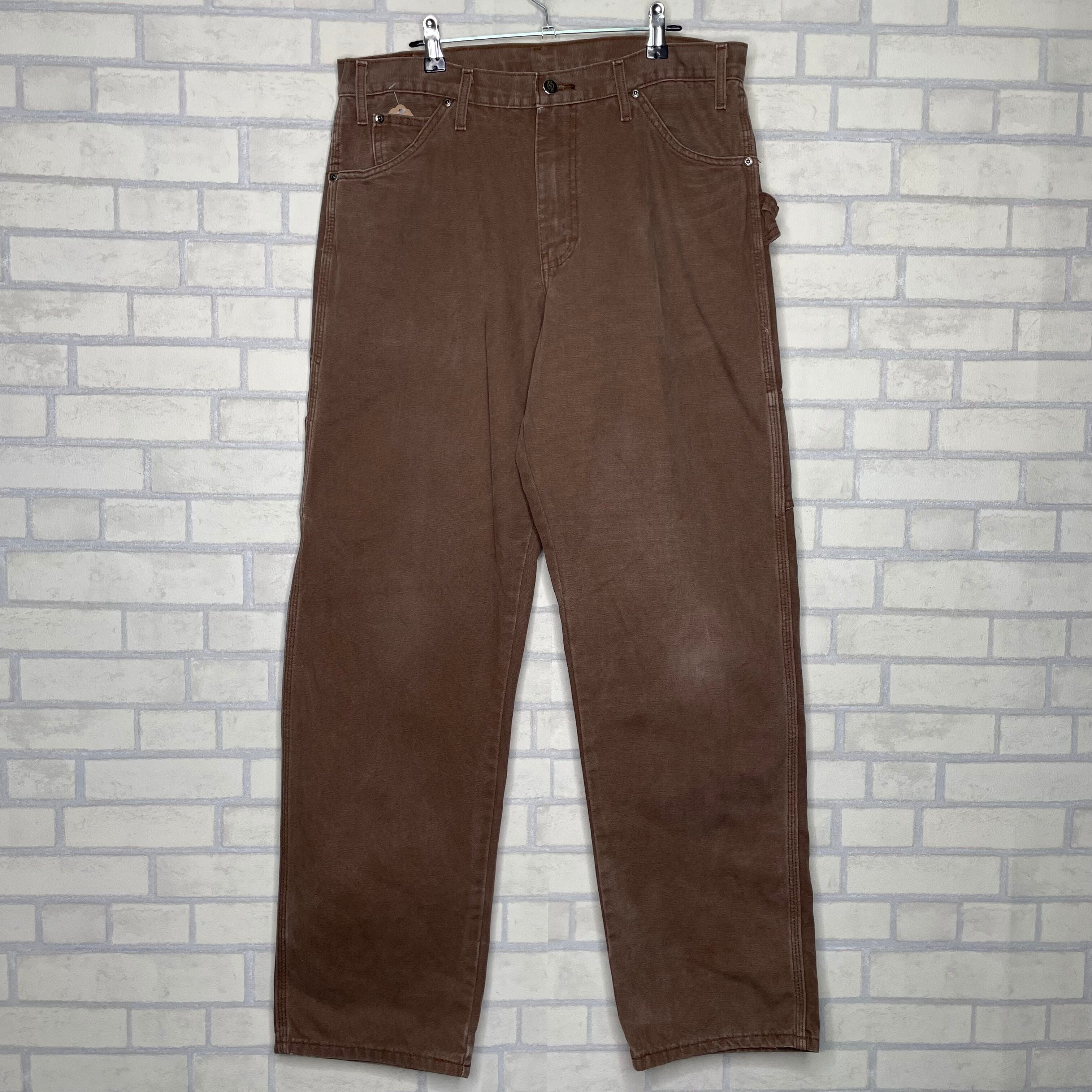 Dickies ペインターパンツ W34×L34 ブラウン ダック地 バックブランド 