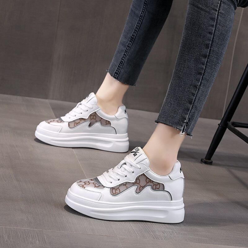 初回送料無料インナーハイトニングシックソールメッシュスモールホワイトシューズ