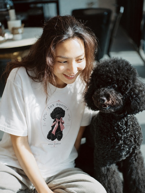トイプードル　ribbon Design ドローコートT-shirt