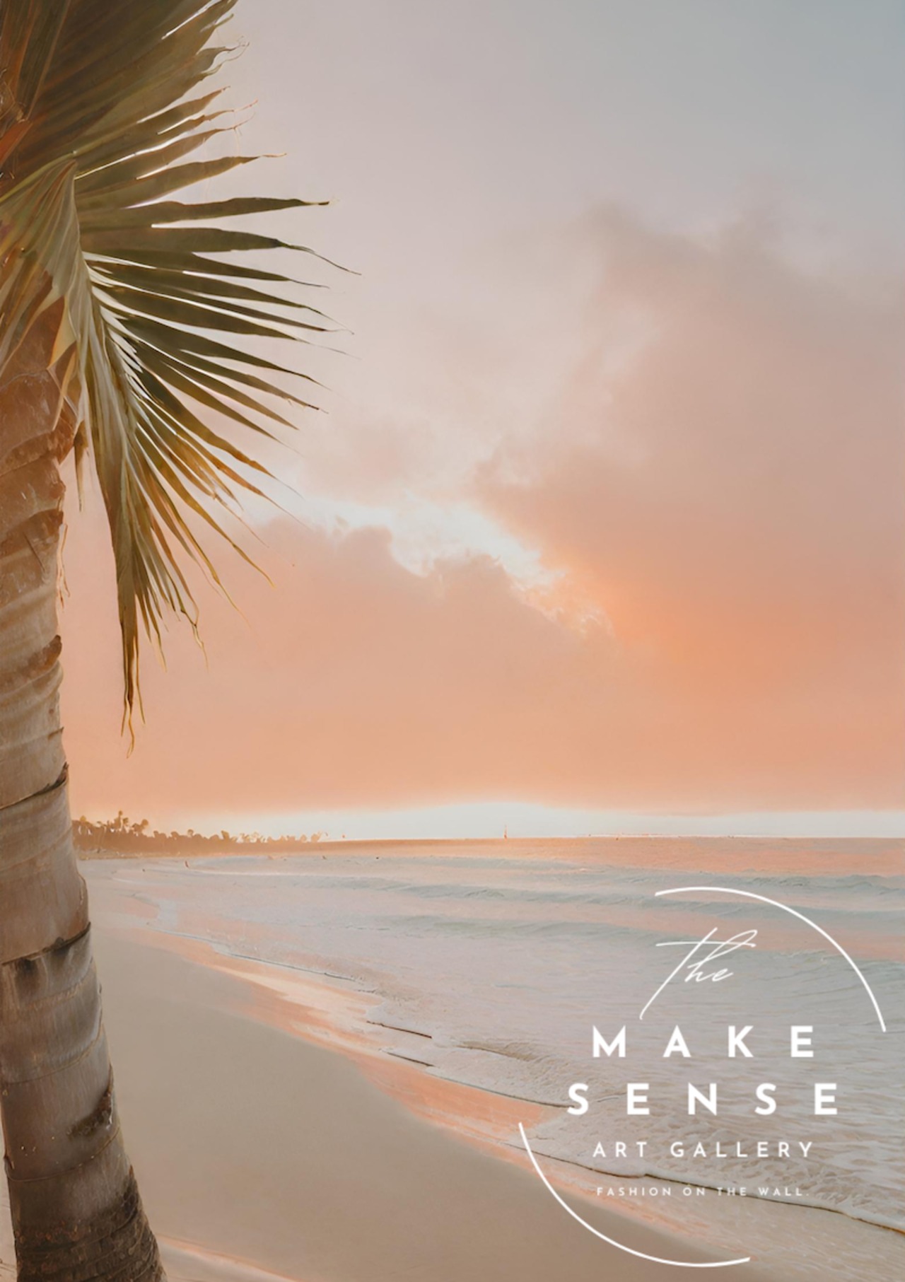 today was good day..｜サンセットビーチの癒しアートポスター｜柔らかなピンク空が心を整えるリゾートデザイン｜額縁セット｜A2ポスター