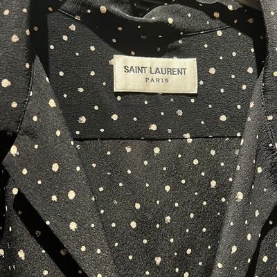 SAINT LAURENT PARIS サンローランパリ ドット柄 シルクシャツ