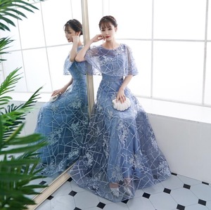 ★送料無料★11号(L)☆花柄立体刺繍レースパーティ－ロングドレス(OPN3439）