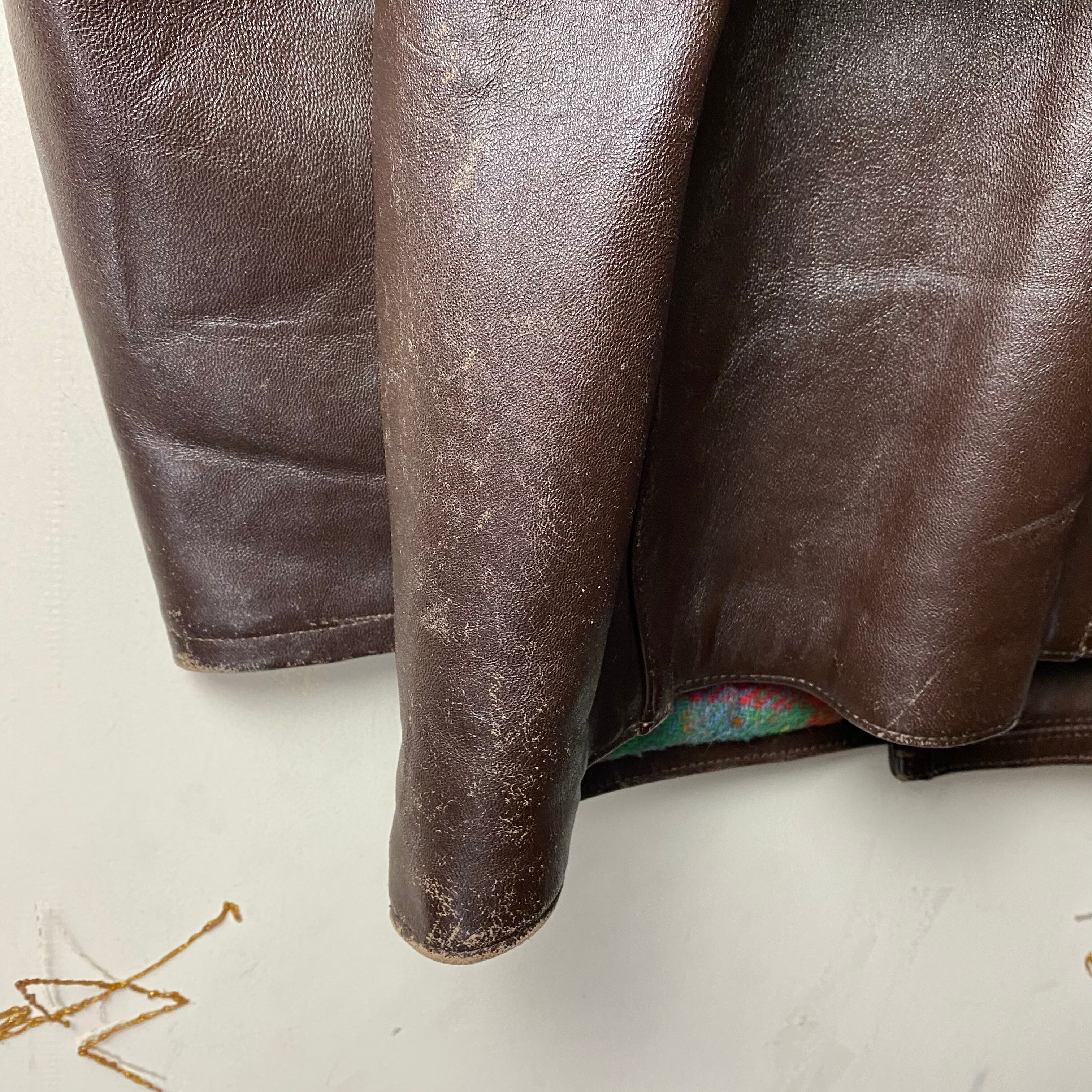 vintage 1960's French GVF brown leather jacket “corbusier jacket