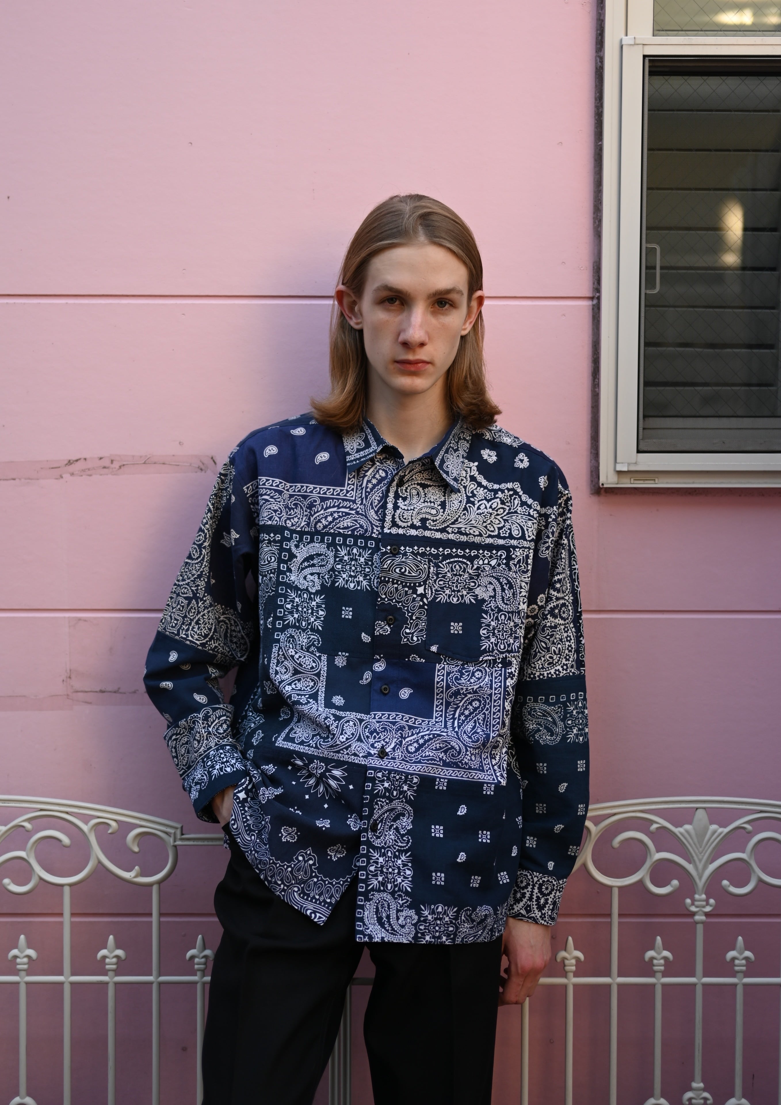 Bandana Shirt c/# NAVY | MIYAGIHIDETAKA
