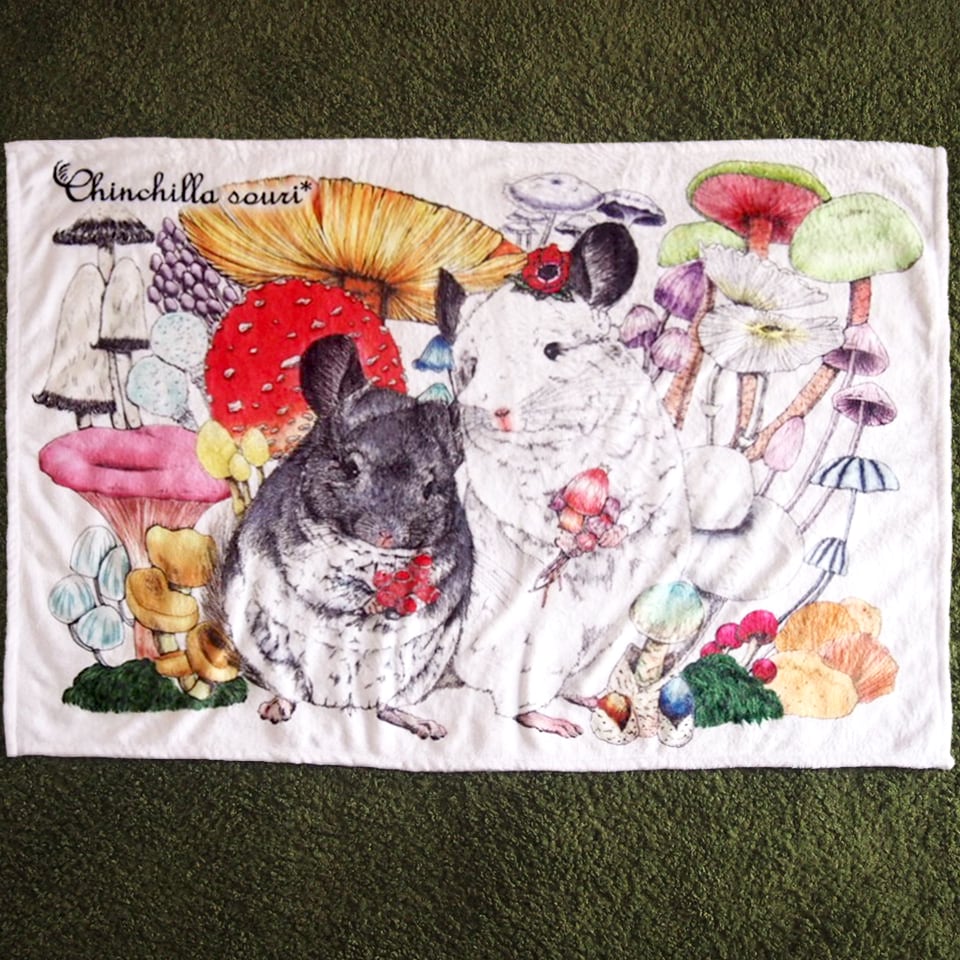 myschoolpresident msp チンチラ ブランケット チンヂラ チンチラときのこ ふんわりブランケット | Chinchilla souri*