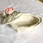 陶器の小物入れ　オーバル バラの細工 　ボンボニエール　11OTd9