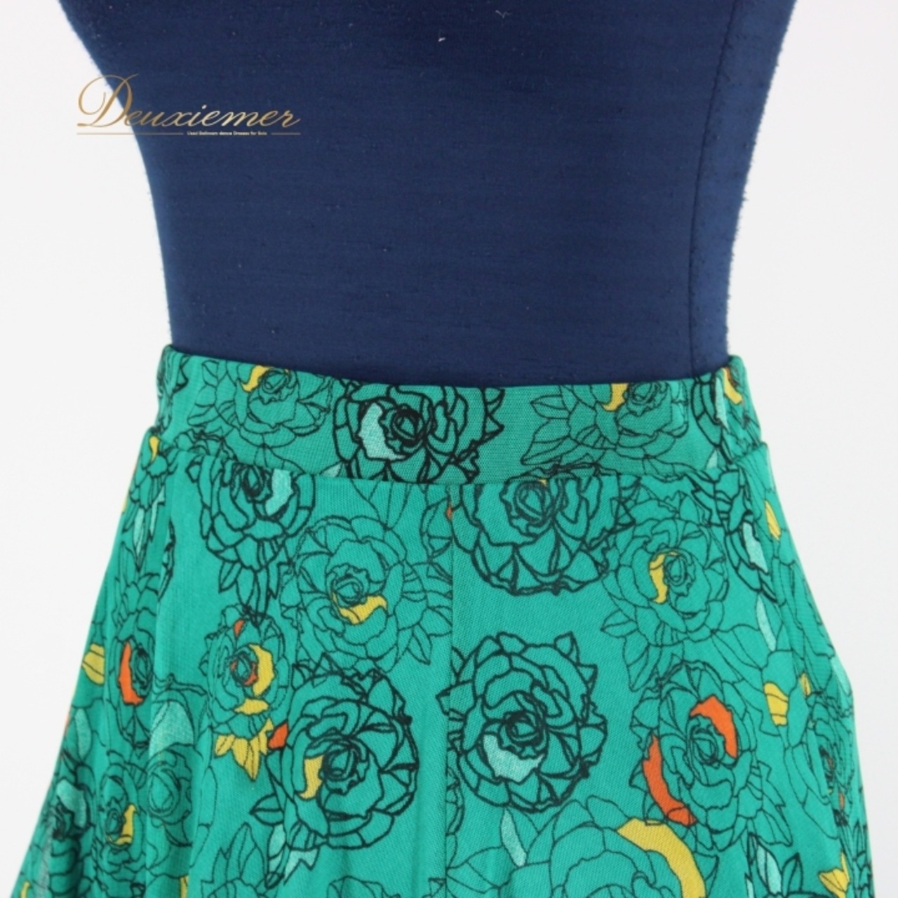 社交ダンス 衣装 スタンダード スカート レッスンウェア 女性用 レディース オールシーズン 緑 黒 ICHIOKU イチオク グリーン系 花柄 緑系 スカート 花柄デザイン 社交ダンス服 レッスン用 ストレッチ サイズ調整可能 軽量 ポリエステル製 おしゃれ ダンス衣装 フェミニン系 カジュアル 簡単コーデ 72cm丈 33cmウエスト