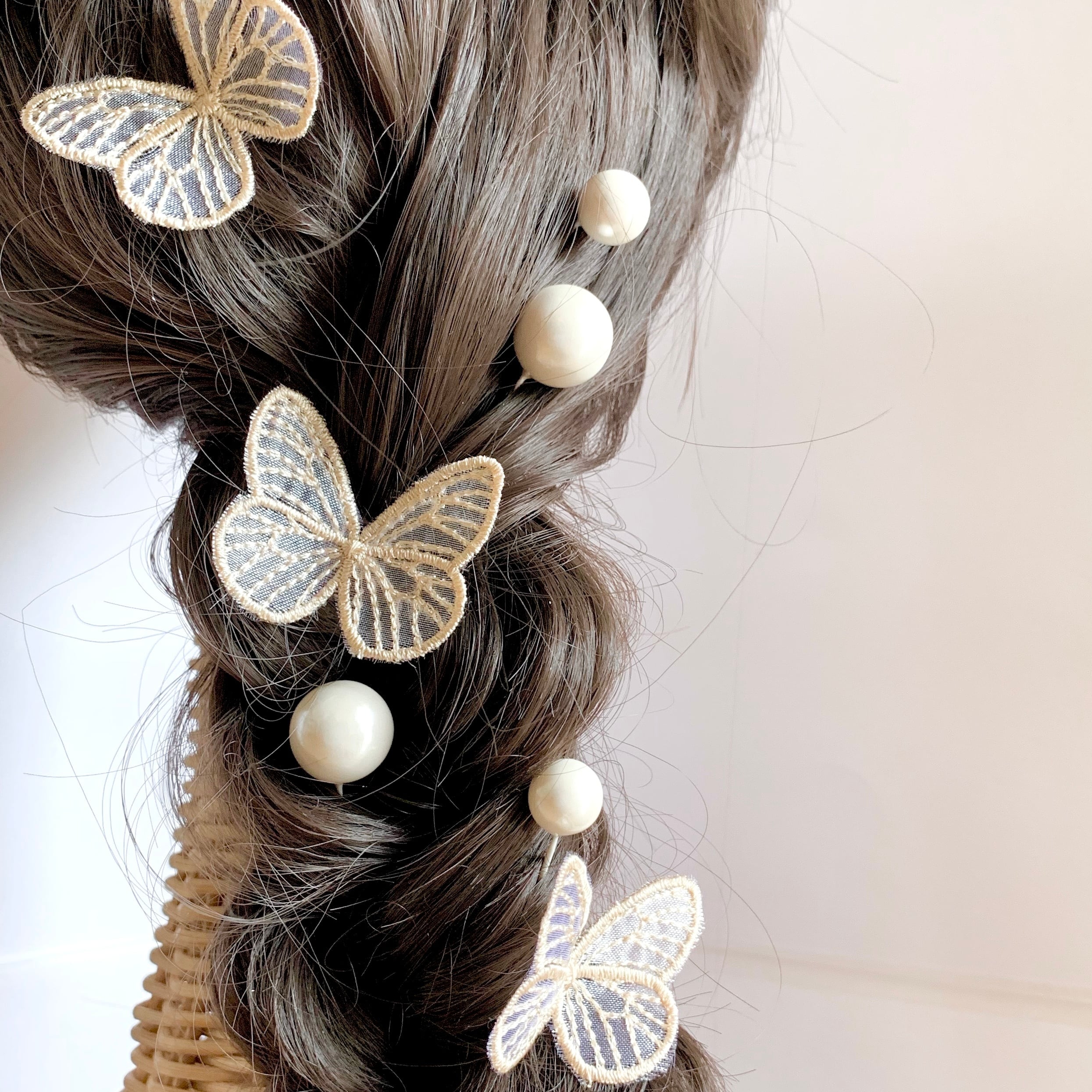 ♡蝶々の髪飾りxパールセット♡ 結婚式 成人式 髪飾り 卒業式 