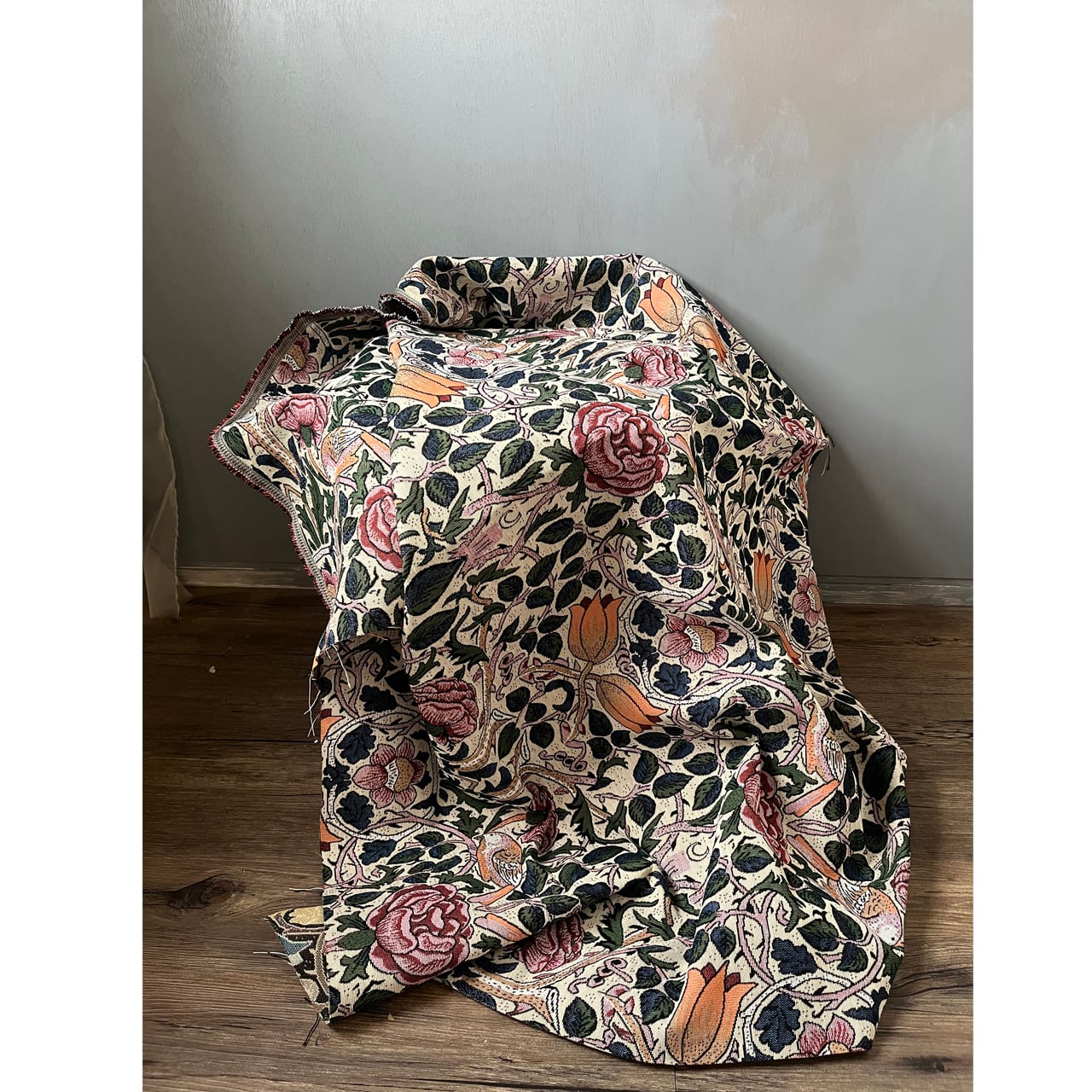 Fabric生地 鳥と花 ゴブラン生地/約140×50cm オランダ製