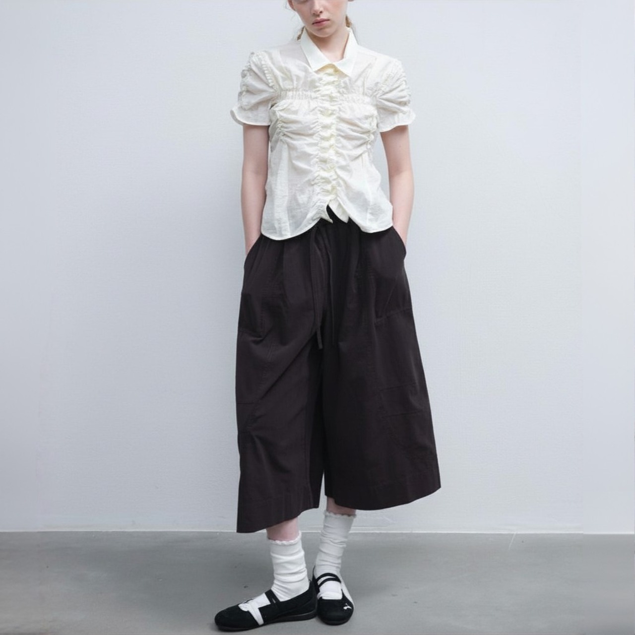 Ruche Gathered Blouse F0639
