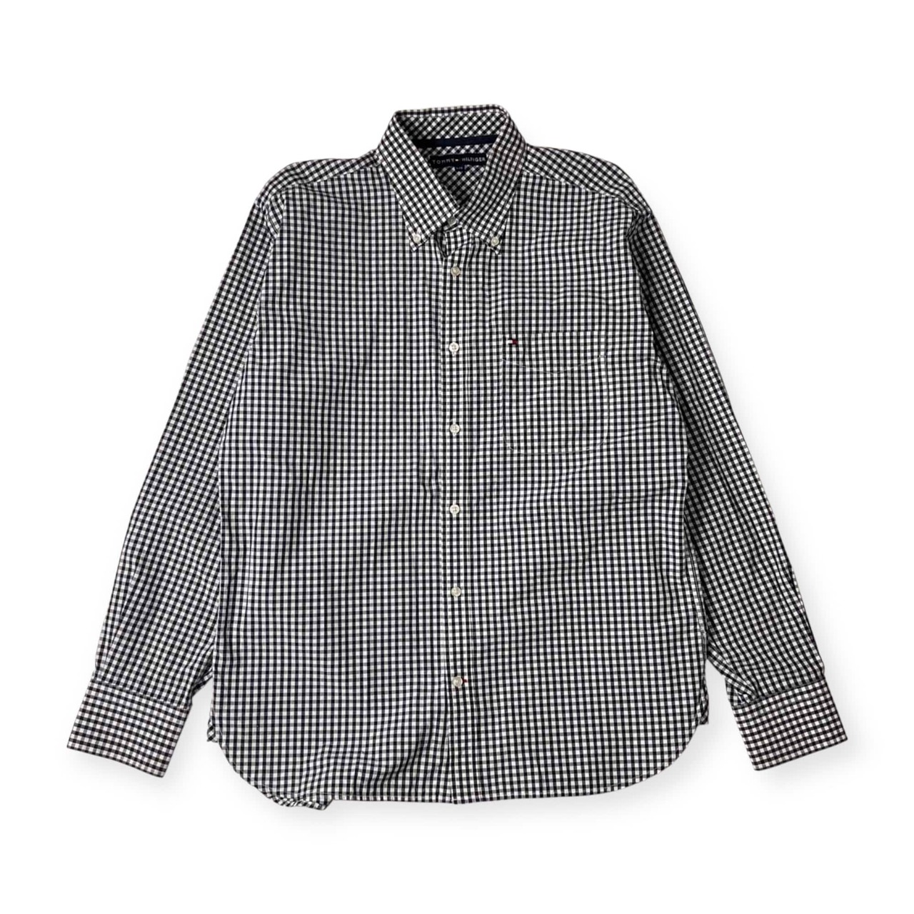 TOMMY HILFIGER トミーヒルフィガー チェック BD ボタンダウン ギンガムチェック 長袖シャツ L/G/ブラック×ホワイト メンズ