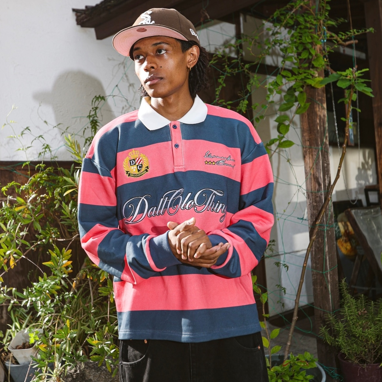 SCRIPT LOGO STRIPED RUGBY POLO SHIRT