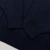 J.PRESS ジェイプレス ケーブル編み コットンニット セーター サイズ L /メンズ/ネイビー