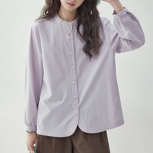 retro plain single-breasted pleated shirt