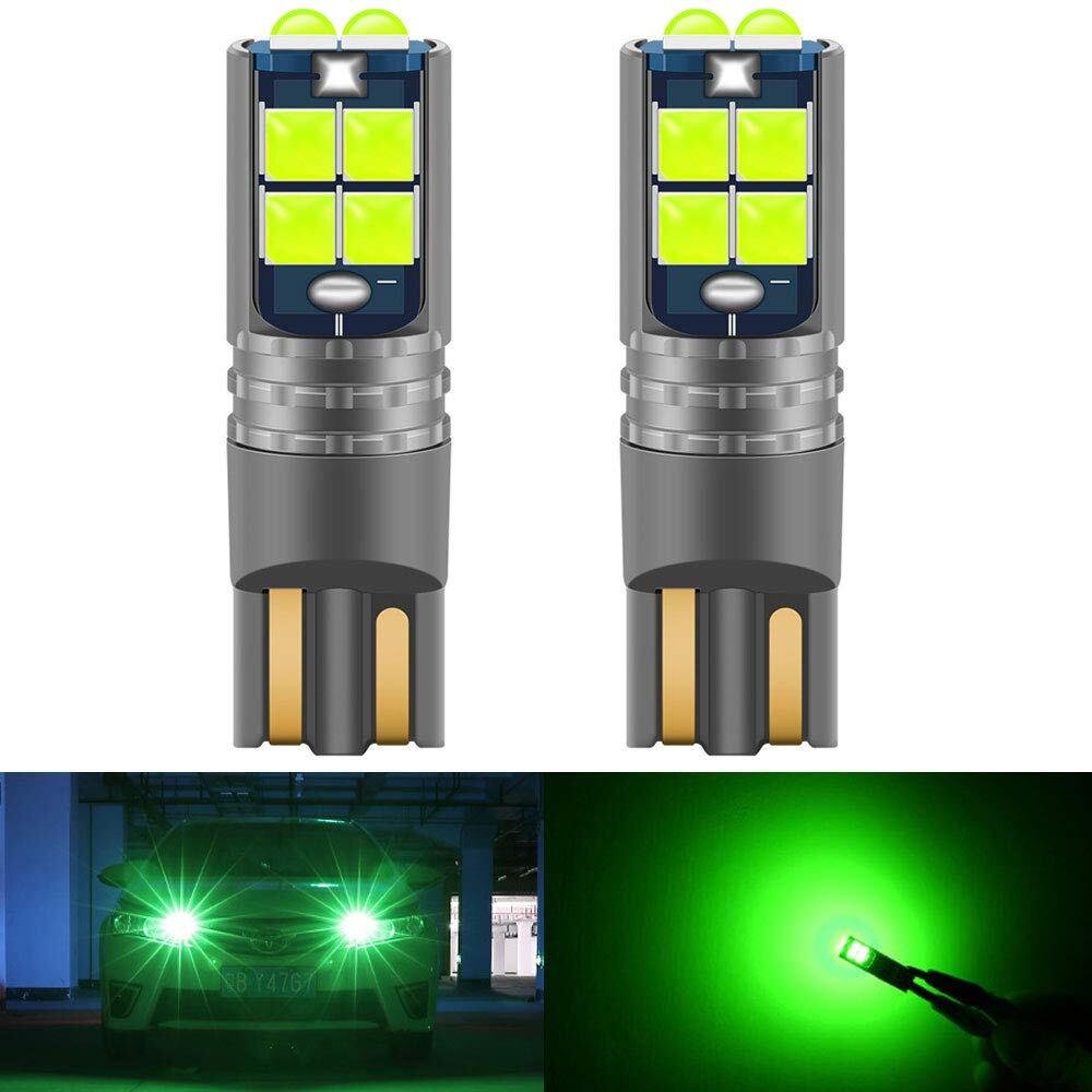 【人気】t10 ledボジションランプ t10 ledキャンセラー t10 ledグリーン爆光 キャンセラー内蔵 CANBUS t10 ledルームランプ 10SMD 3030チップ搭載 t10ledナンバー灯 40000時間 車検対応 12V用 2個セット (グリーン)