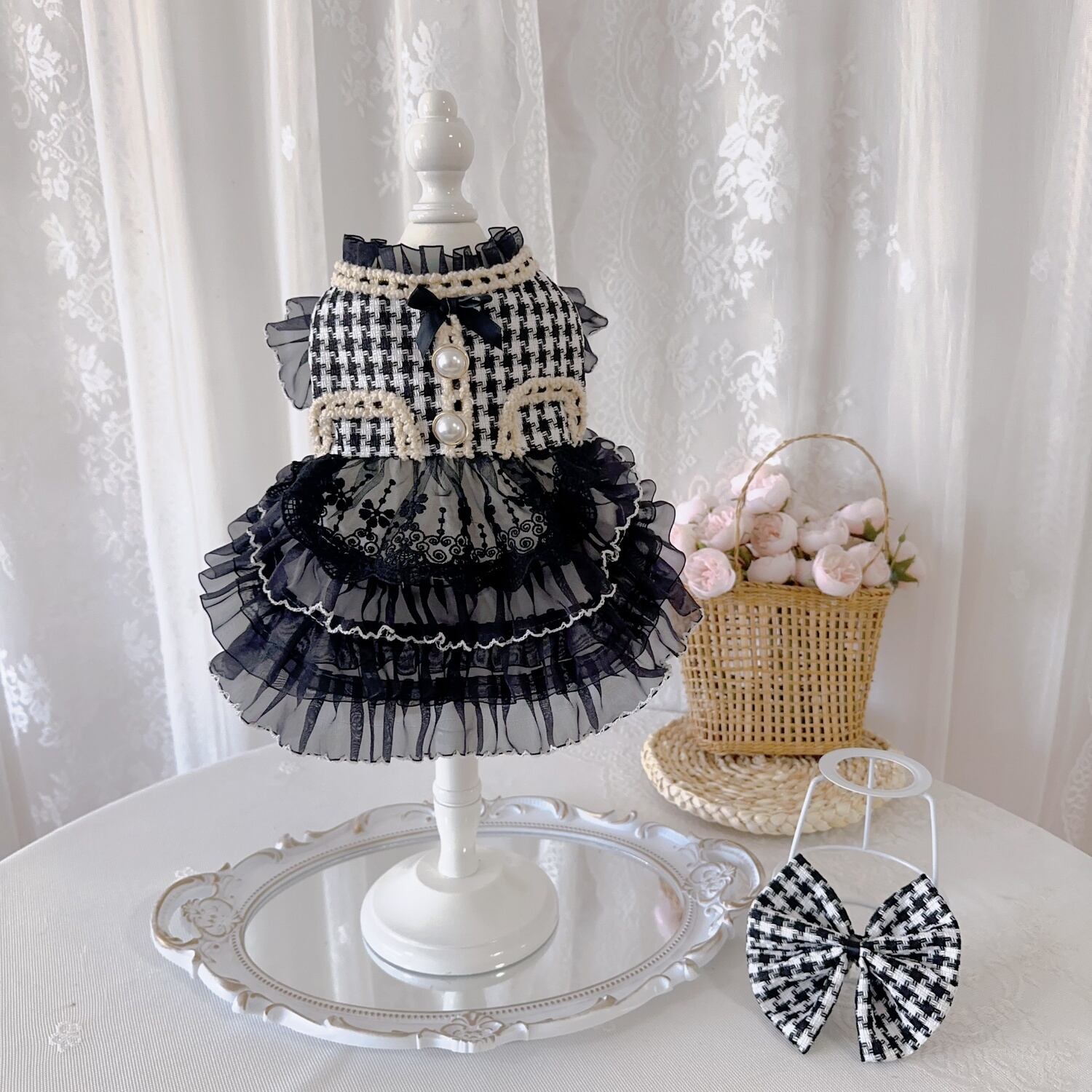 エレガントチェックフリルドレス 00730